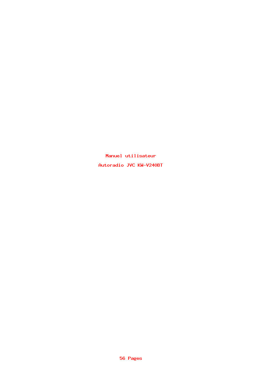 Page 1 de la notice Manuel utilisateur JVC KW-V240BT