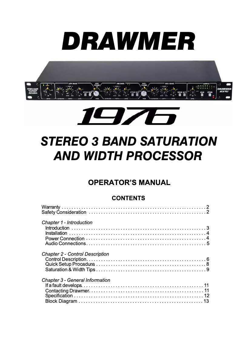 Page 1 de la notice Manuel utilisateur Drawmer 1976
