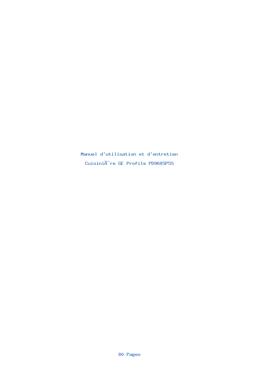 Page 1 de la notice Manuel d'utilisation et d'entretien GE Profile PD968SPSS