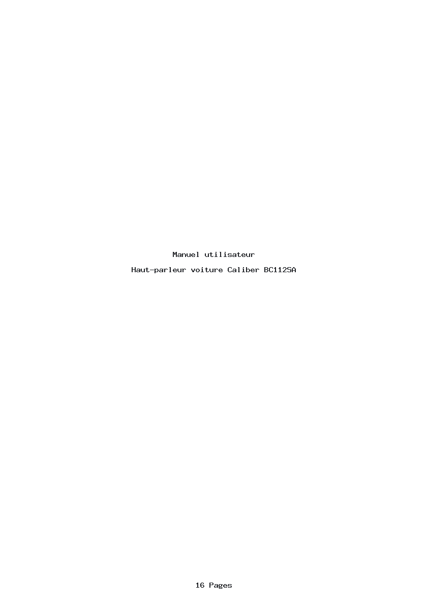 Page 1 de la notice Manuel utilisateur Caliber BC112SA
