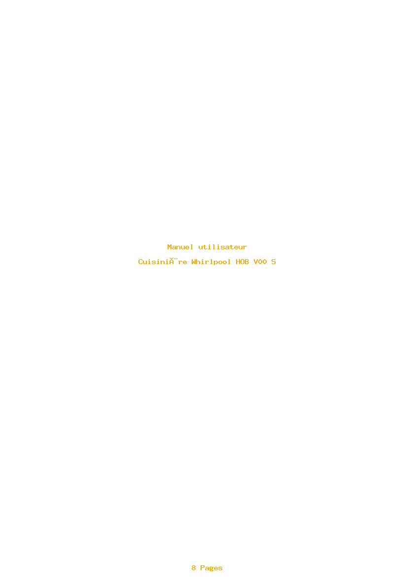 Page 1 de la notice Manuel utilisateur Whirlpool HOB V00 S