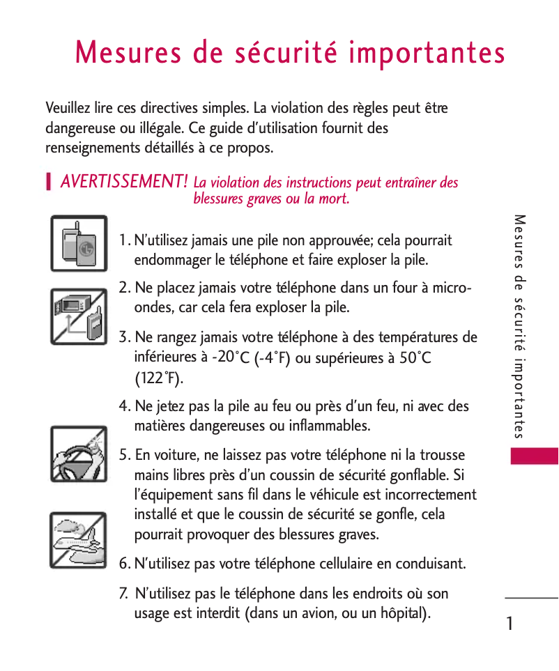 Page 1 de la notice Manuel utilisateur LG CX10000T