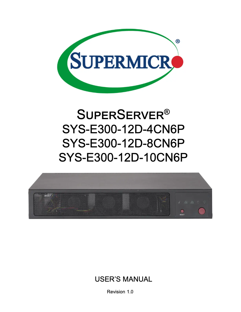 Page 1 de la notice Manuel utilisateur Supermicro SuperServer SYS-E300-12D-10CN6P