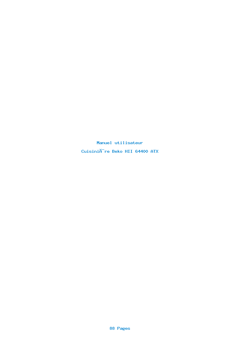 Page 1 de la notice Manuel utilisateur Beko HII 64400 ATX