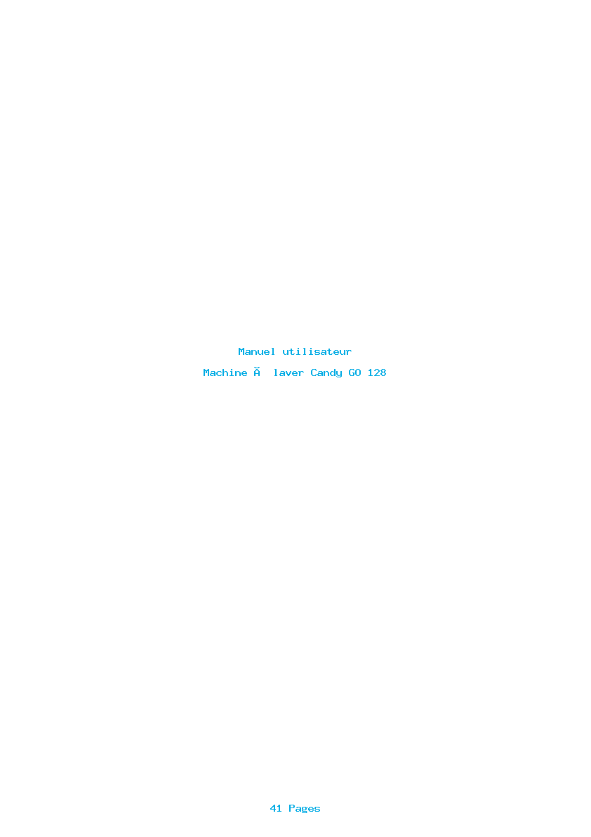 Page 1 de la notice Manuel utilisateur Candy GO 128