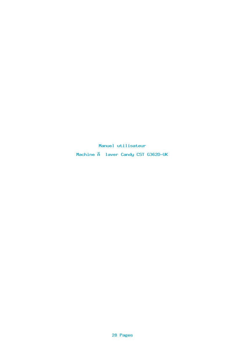 Page 1 de la notice Manuel utilisateur Candy CST G362D-UK