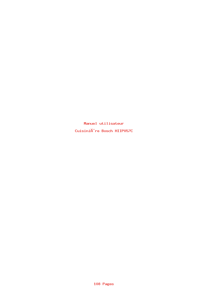 Page 1 de la notice Manuel utilisateur Bosch HIIP057C