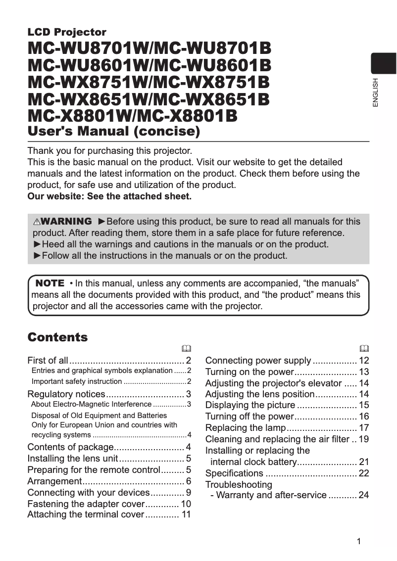 Page 1 of the manual User Manual Maxell MC-WX8751B