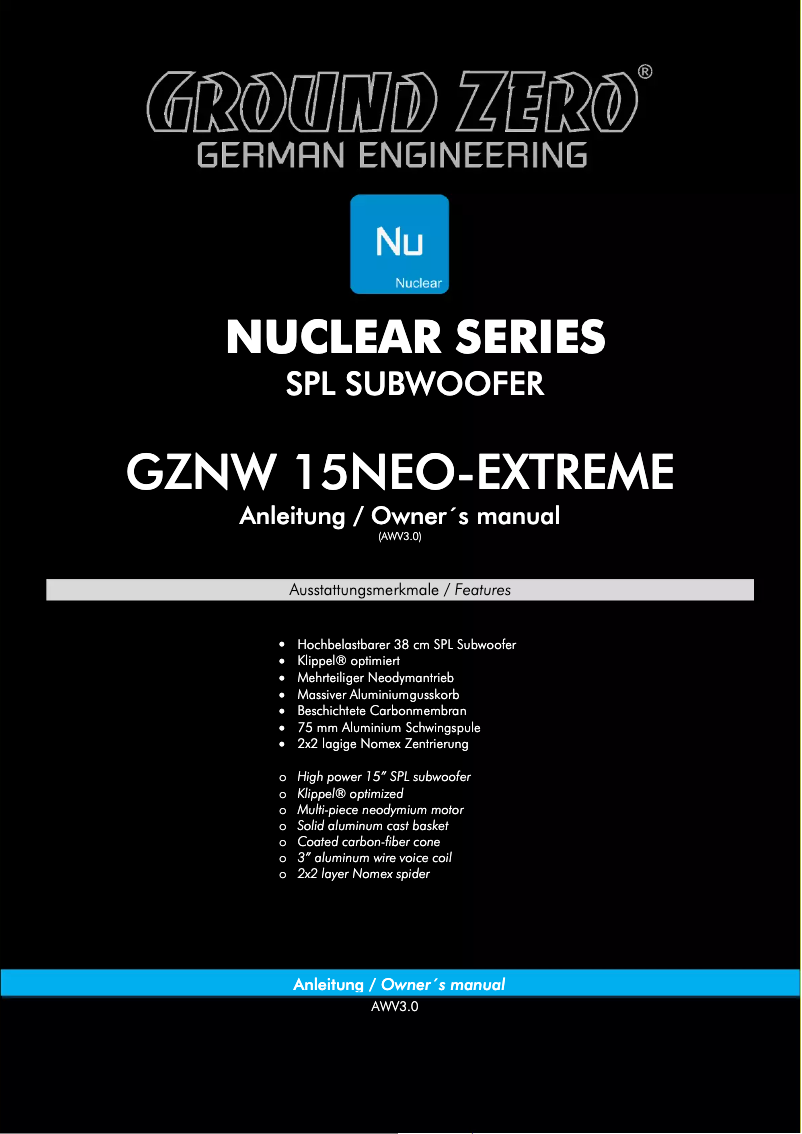 Page 1 de la notice Manuel utilisateur Ground Zero GZNW 15NEO-EXTREME