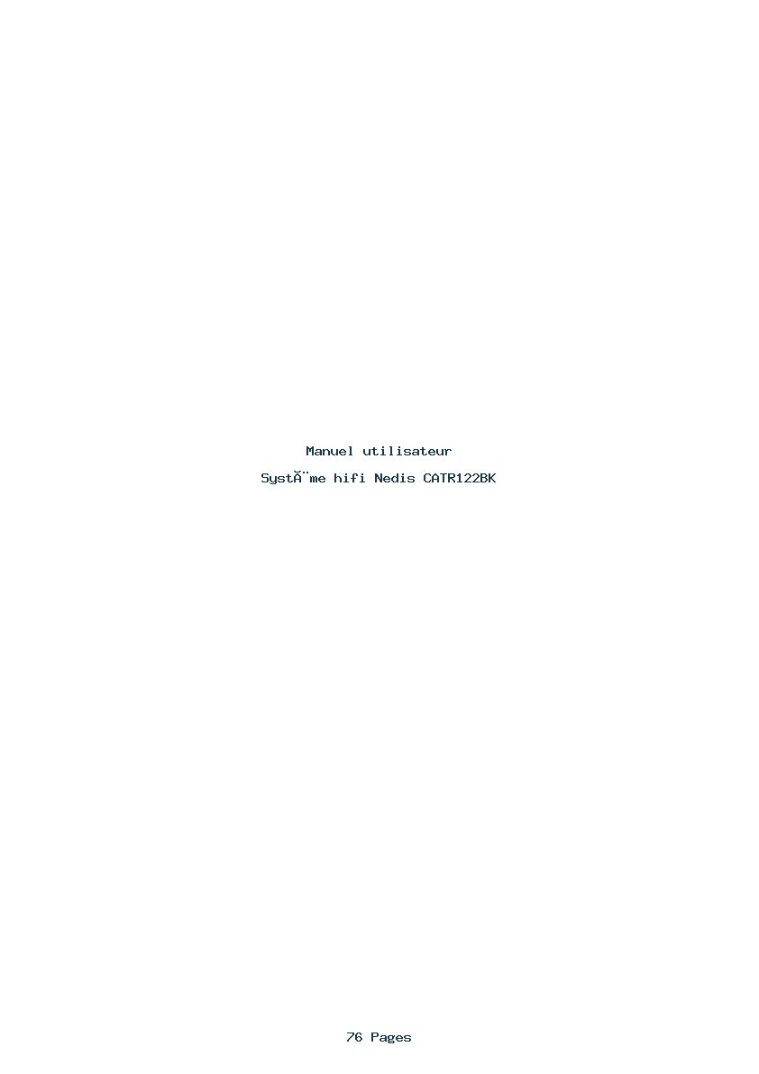 Page 1 de la notice Manuel utilisateur Nedis CATR122BK