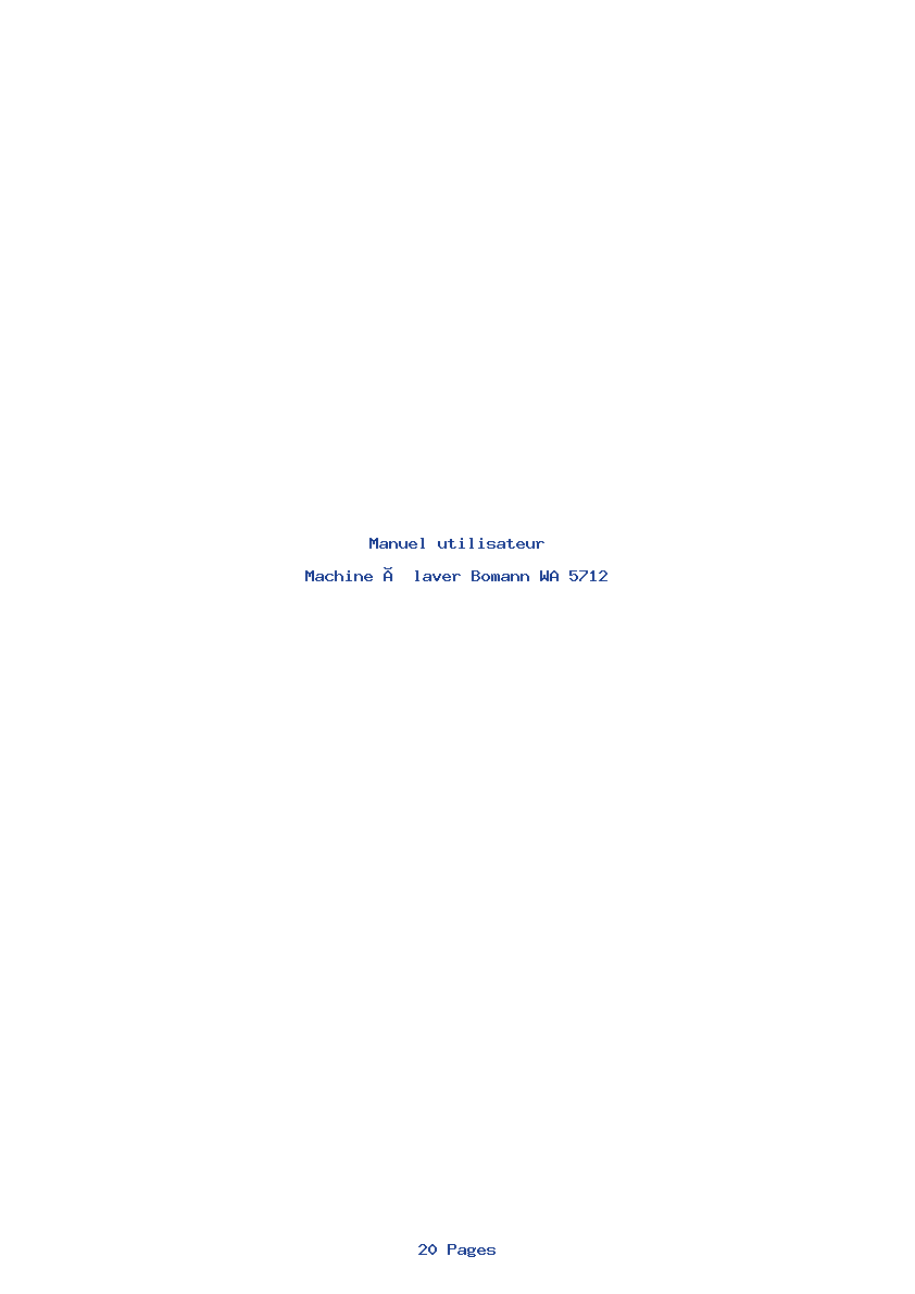 Page 1 de la notice Manuel utilisateur Bomann WA 5712