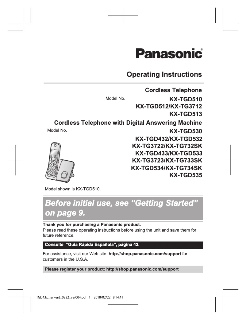 Página 1 del manual Manual de usuario Panasonic KX-TGD535