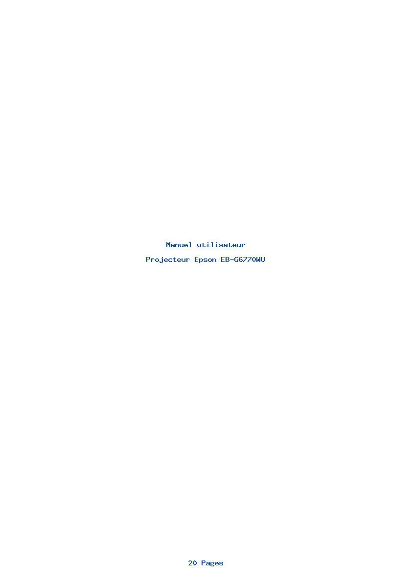Page 1 de la notice Manuel utilisateur Epson EB-G6770WU