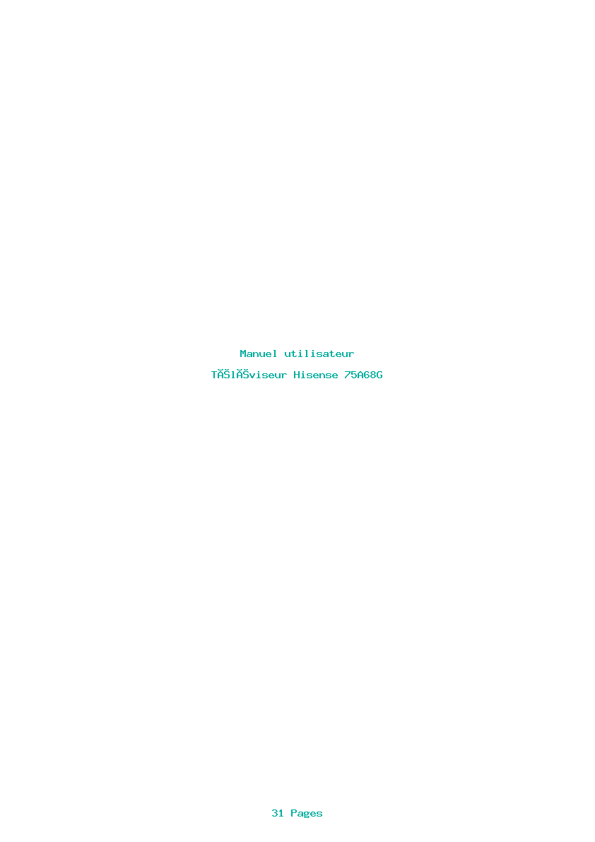 Page 1 de la notice Manuel utilisateur Hisense 75A68G