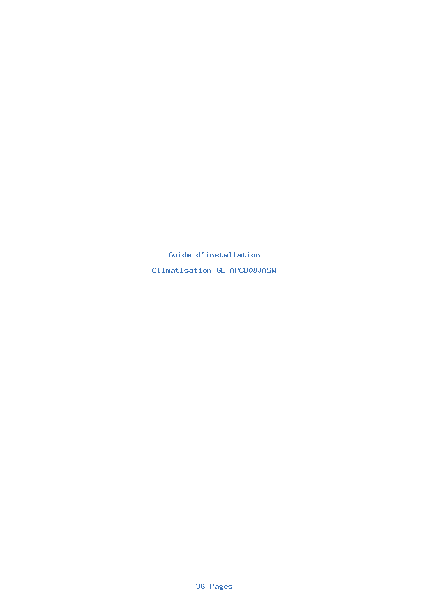 Page 1 de la notice Guide d'installation GE APCD08JASW