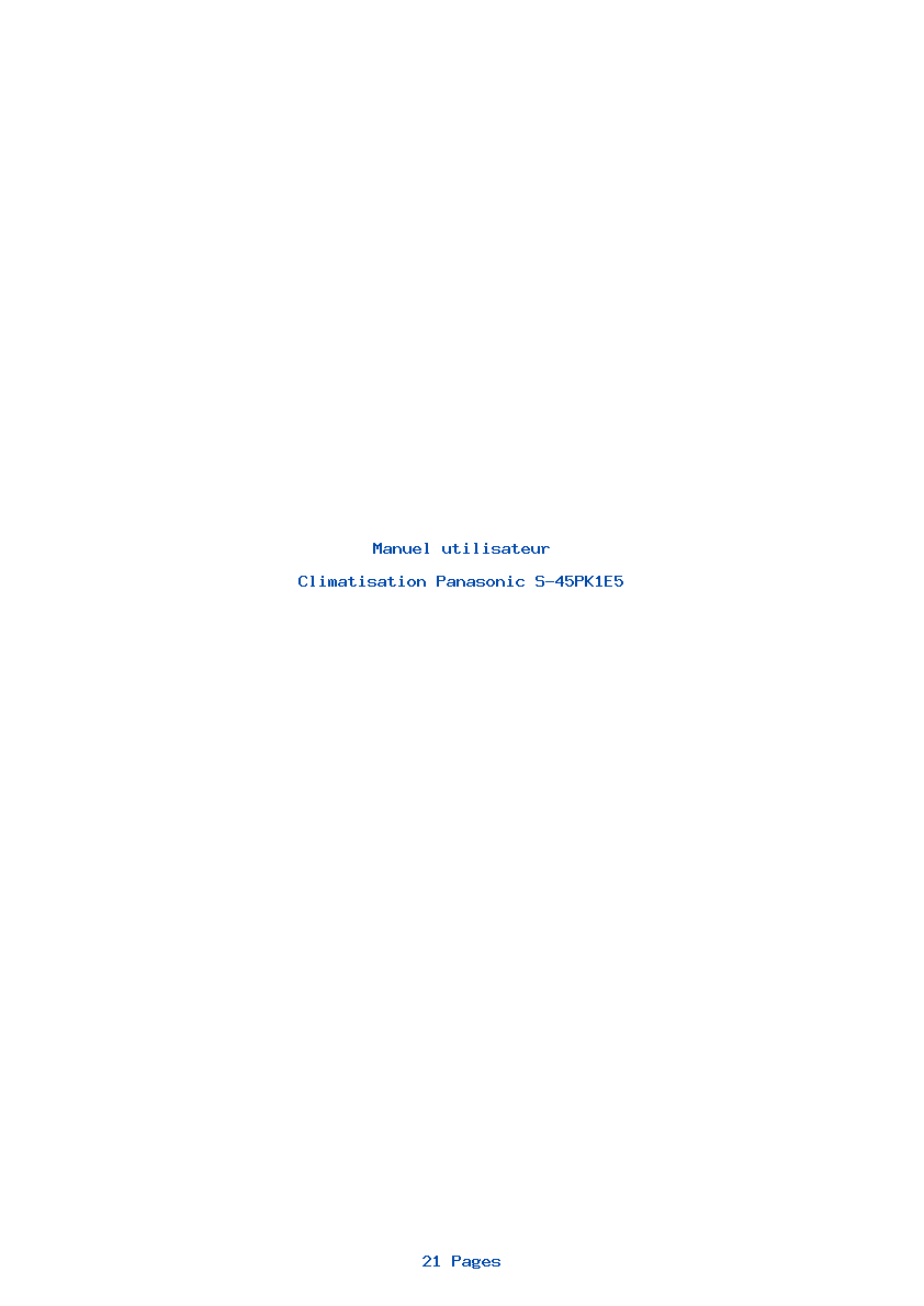 Page 1 de la notice Manuel utilisateur Panasonic S-45PK1E5