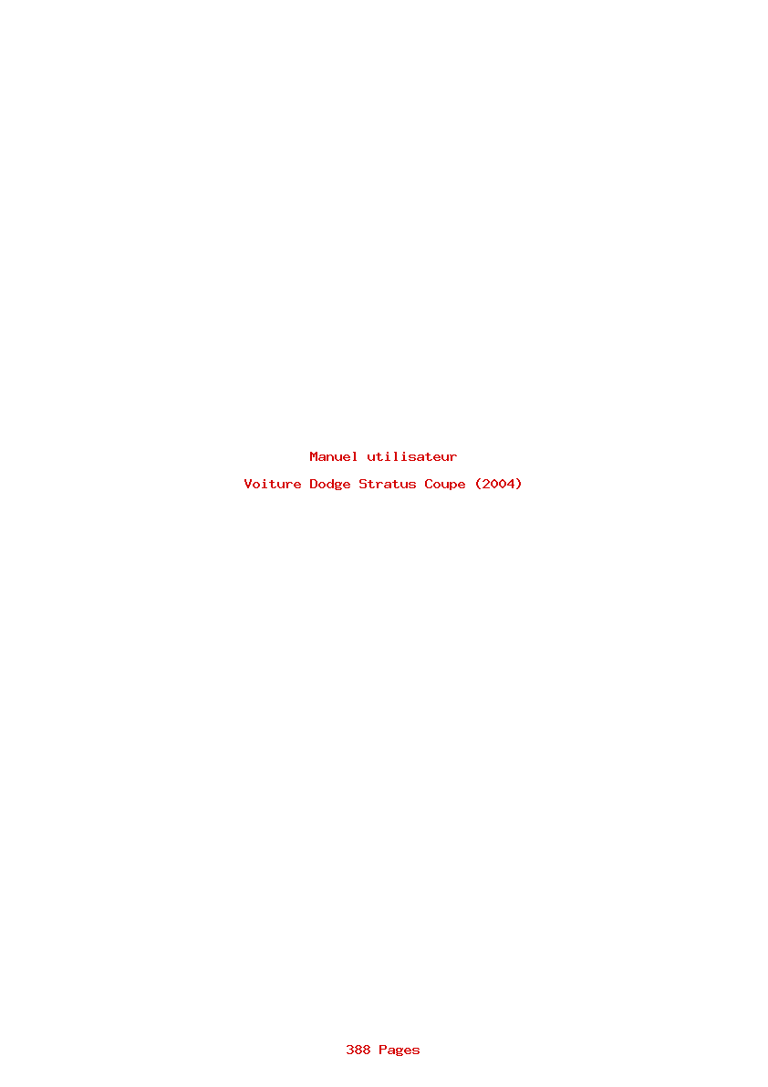 Page 1 de la notice Manuel utilisateur Dodge Stratus Coupe (2004)