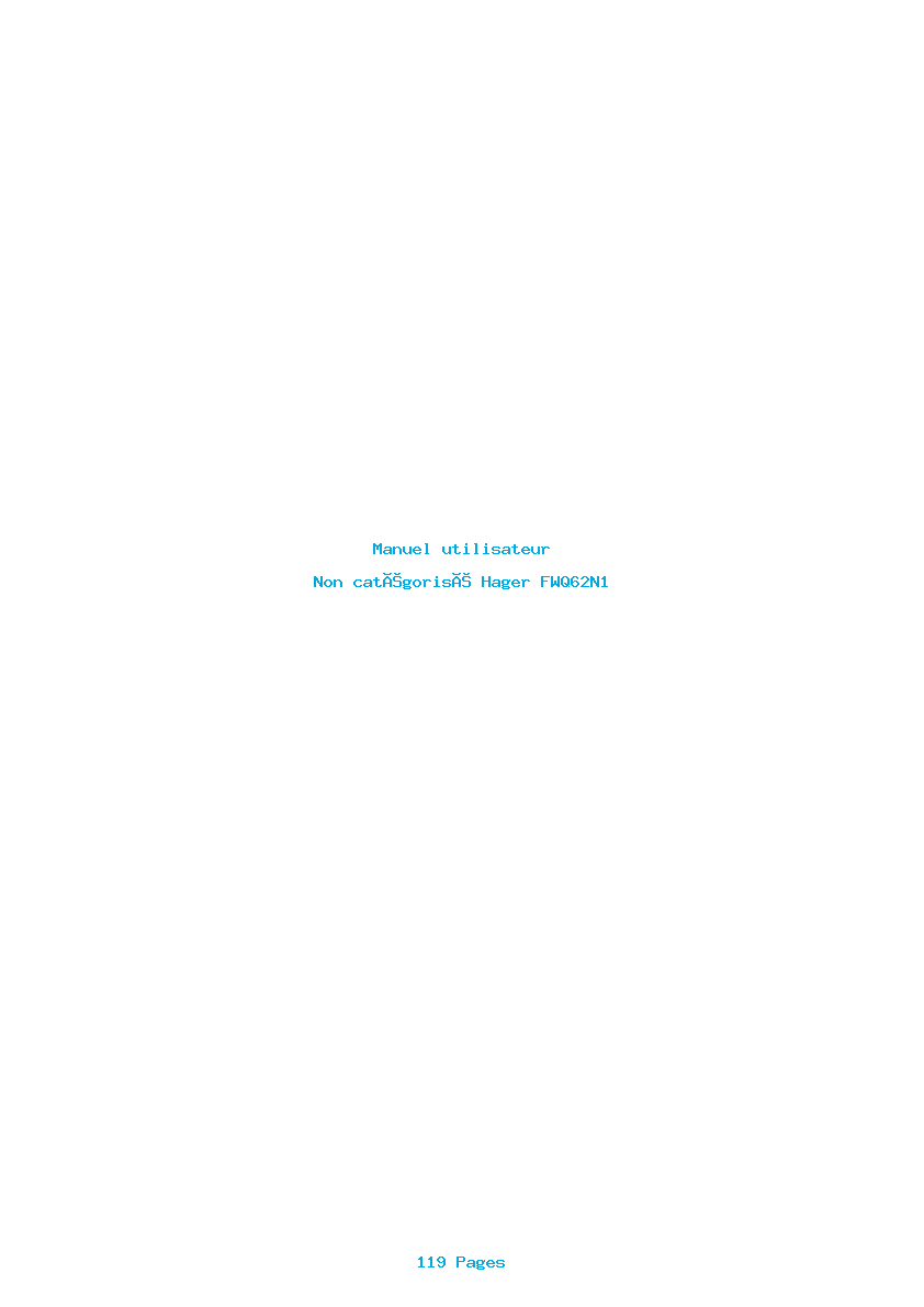 Page 1 de la notice Manuel utilisateur Hager FWQ62N1