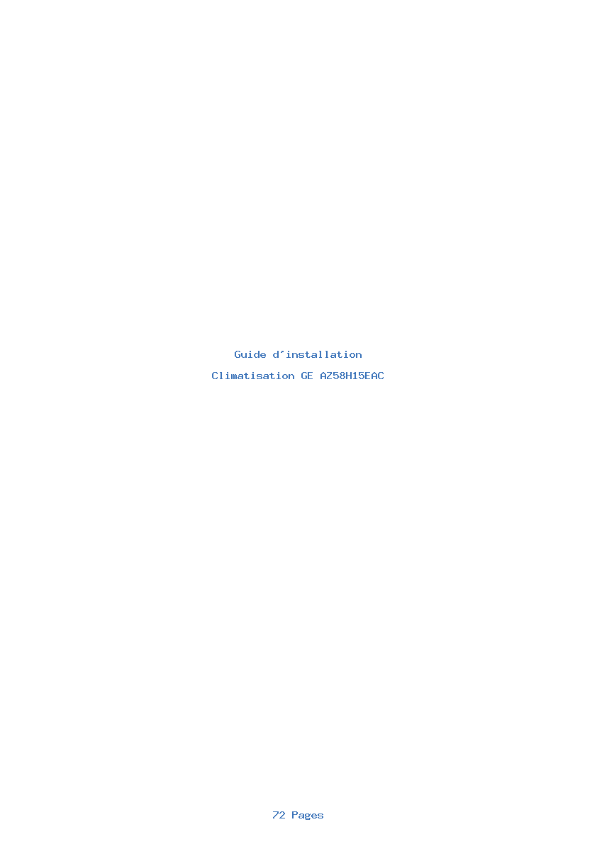 Page 1 de la notice Guide d'installation GE AZ58H15EAC