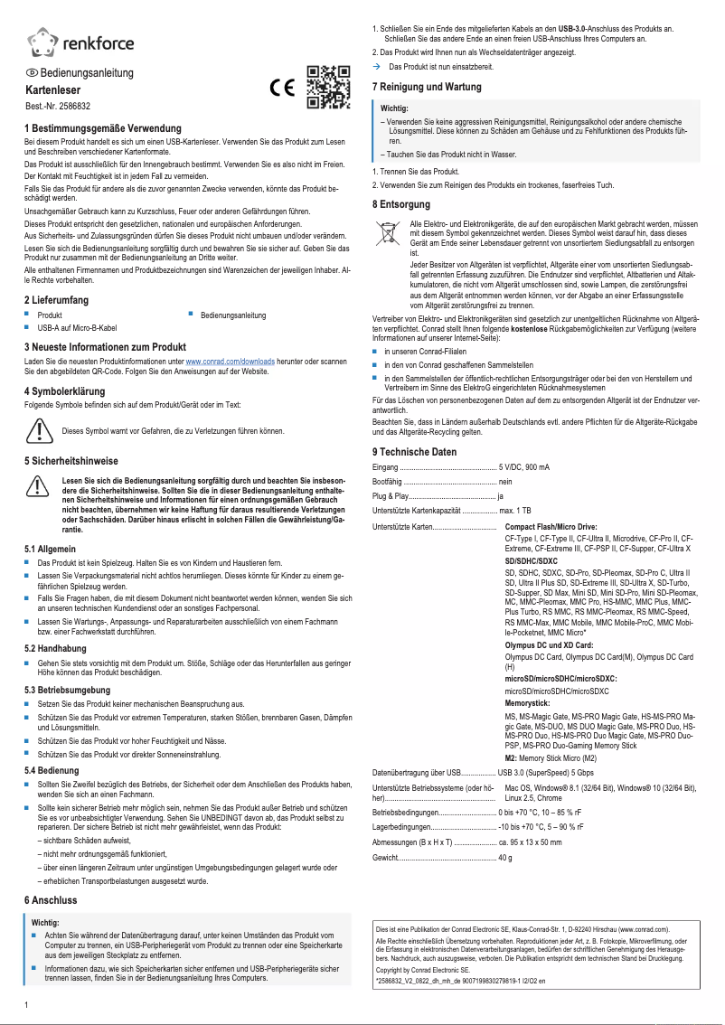 Page 1 de la notice Manuel utilisateur Renkforce RF-PCR-350