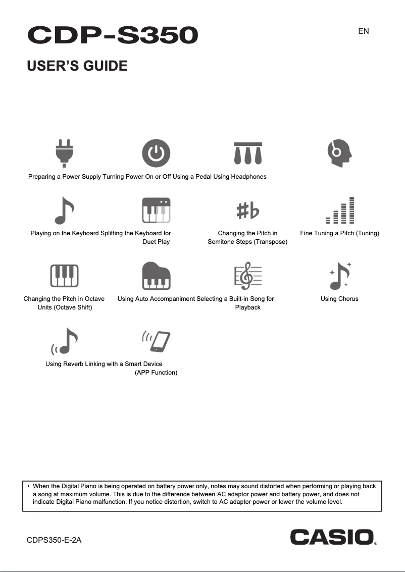 Page 1 de la notice Manuel utilisateur Casio CDP-S350