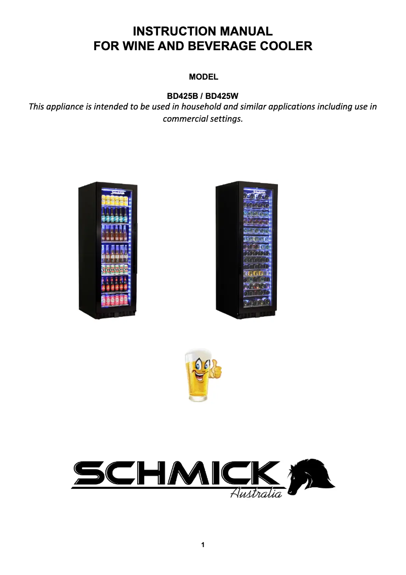 Page 1 de la notice Manuel utilisateur Schmick BD425B