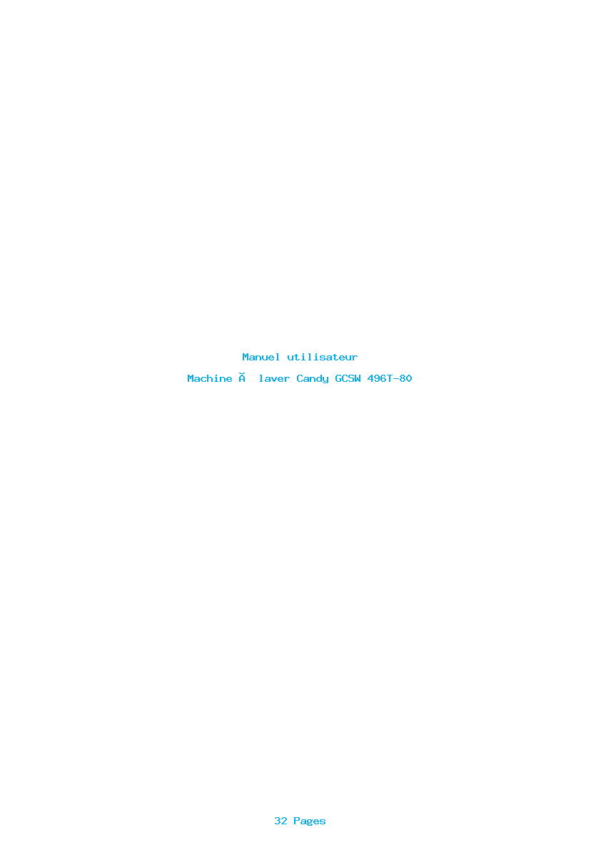 Page 1 de la notice Manuel utilisateur Candy GCSW 496T-80