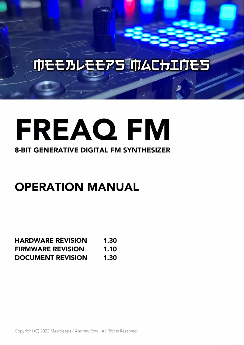 Page 1 de la notice Manuel utilisateur Meebleeps Machines Freaq FM