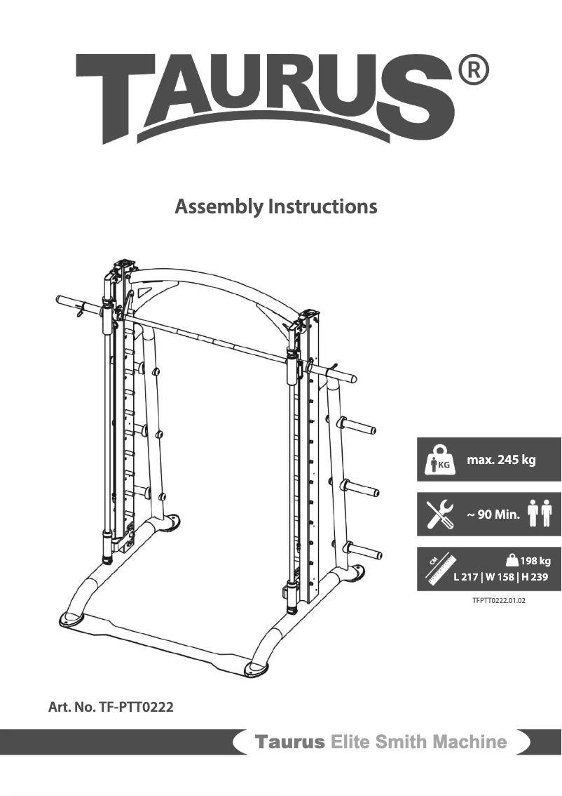 Page 1 of the manual User Manual Taurus Studio Smith Machine