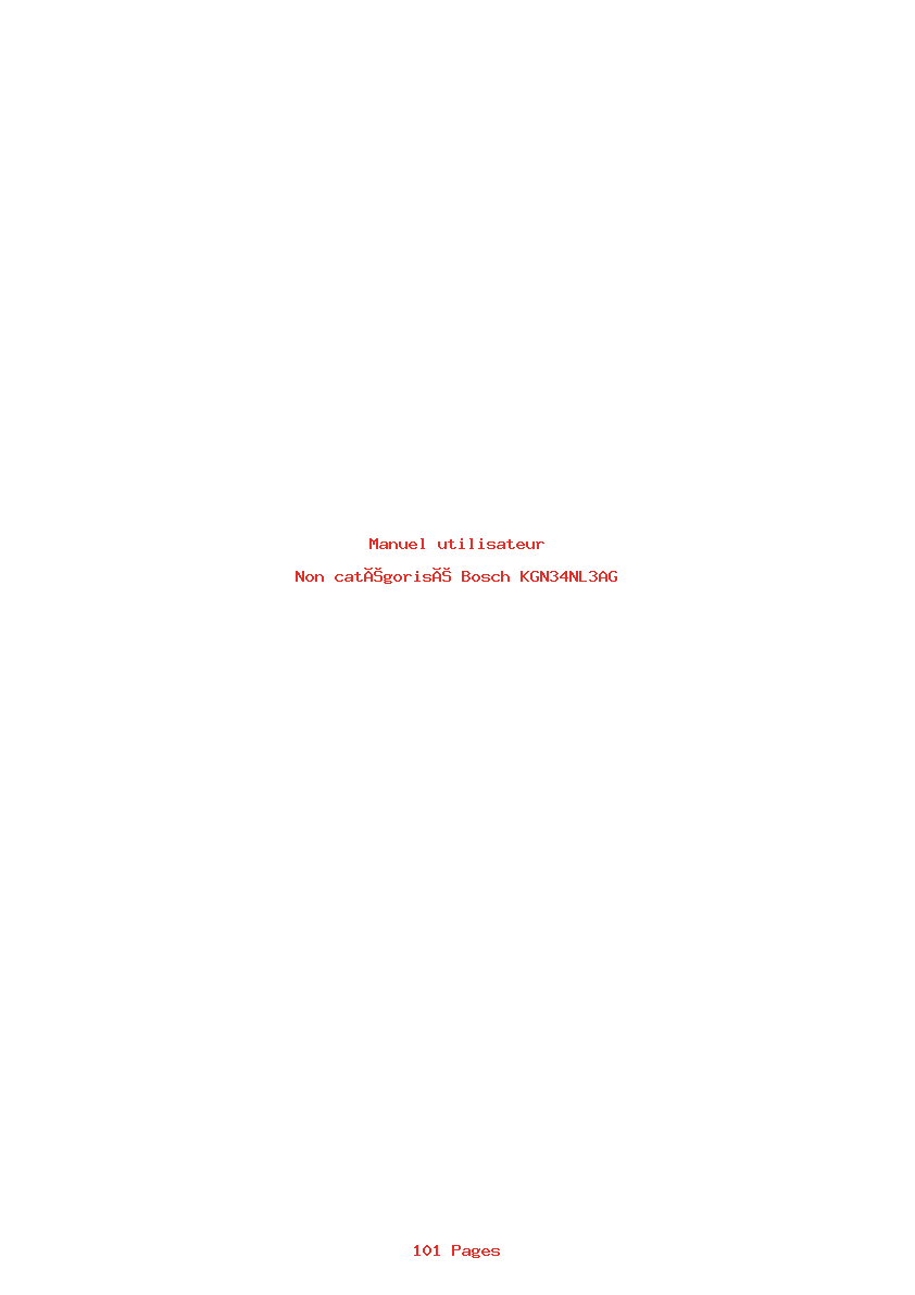 Page 1 de la notice Manuel utilisateur Bosch KGN34NL3AG