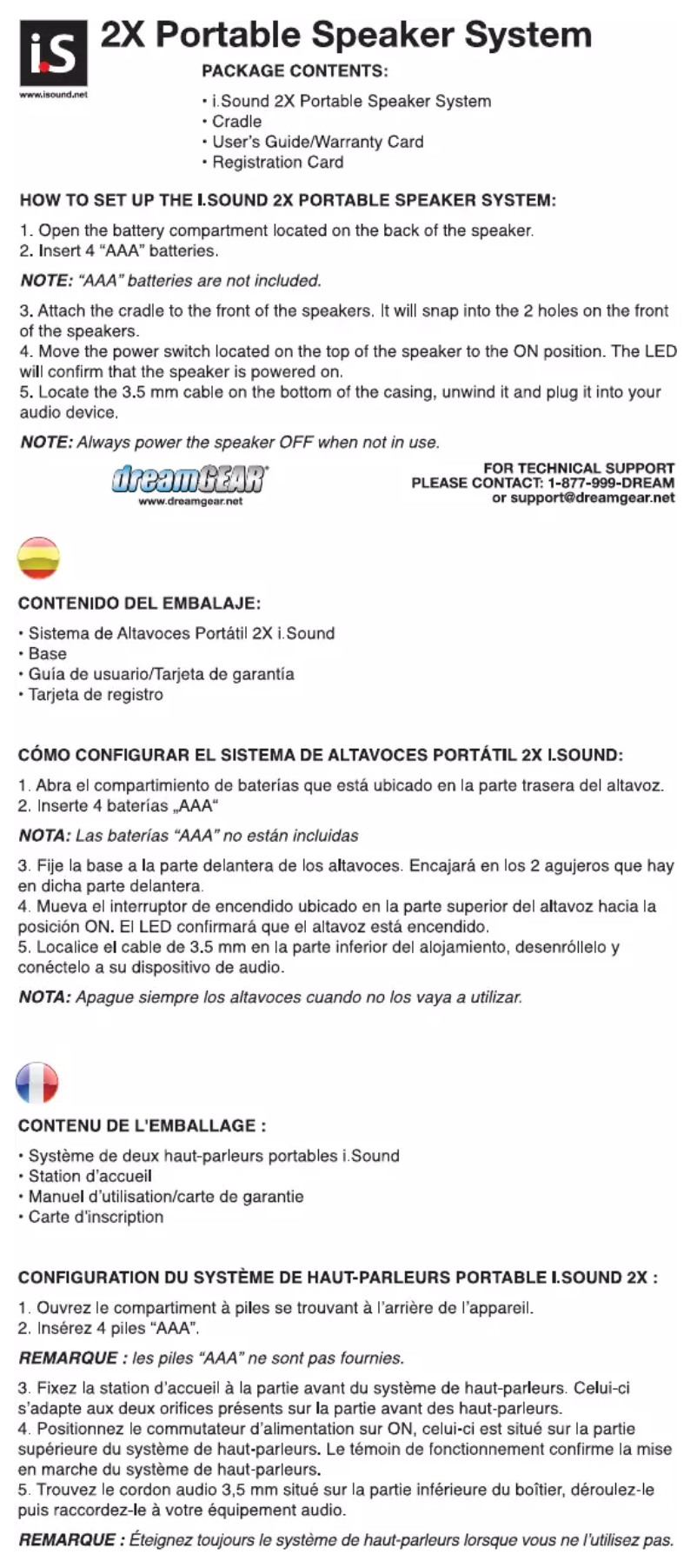Page 1 de la notice Manuel utilisateur dreamGEAR i.Sound 2X
