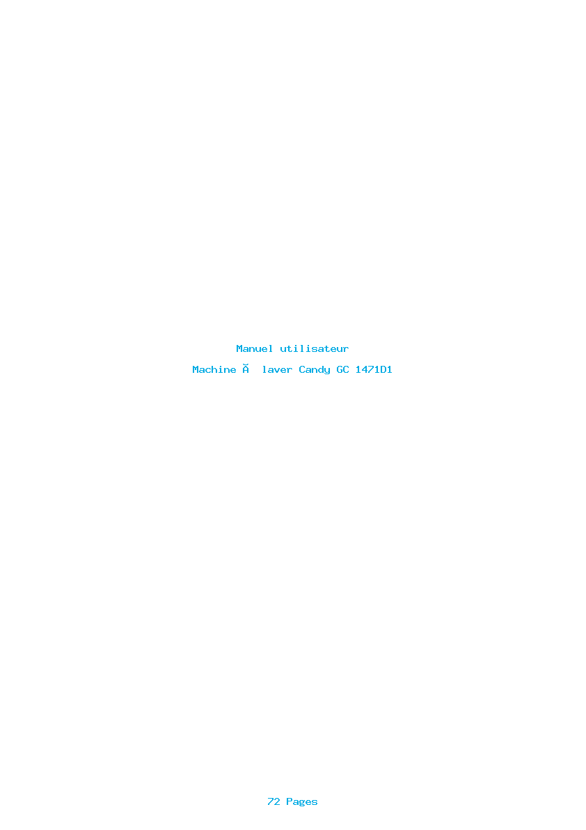 Page 1 de la notice Manuel utilisateur Candy GC 1471D1