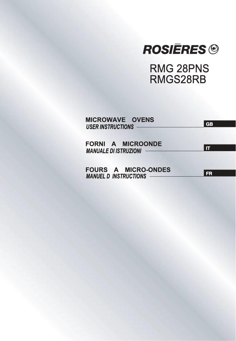 Page 1 de la notice Manuel utilisateur Rosieres RMGS28PN