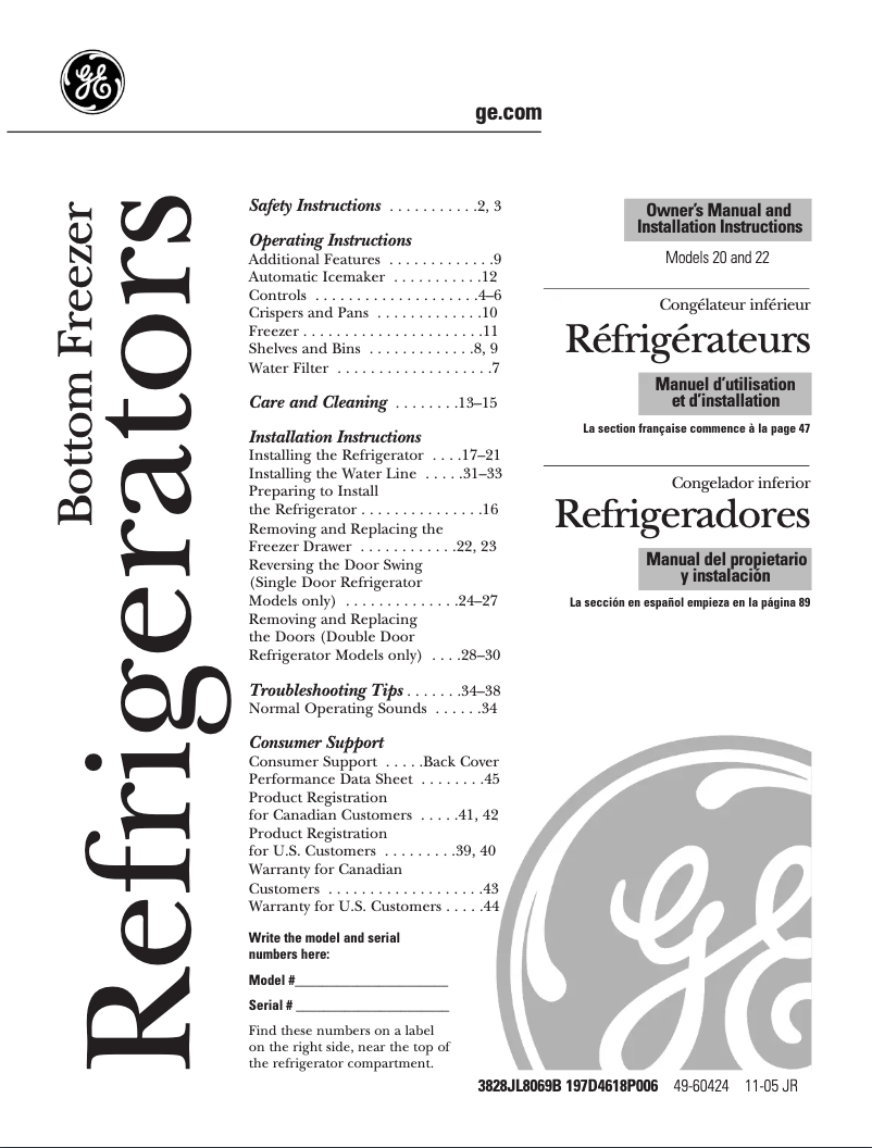 Page 1 de la notice Mode d'emploi GE PDS20MBSBB