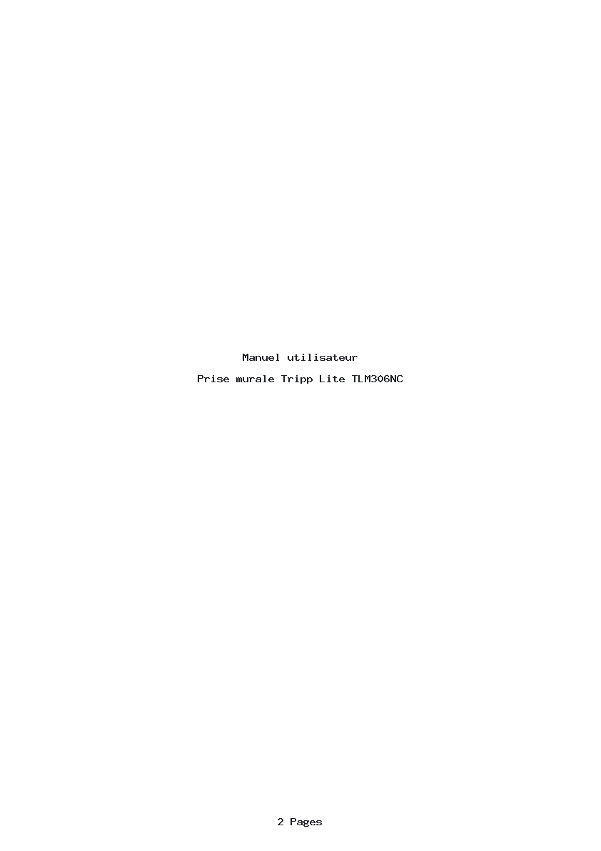 Page 1 de la notice Manuel utilisateur Tripp Lite TLM306NC