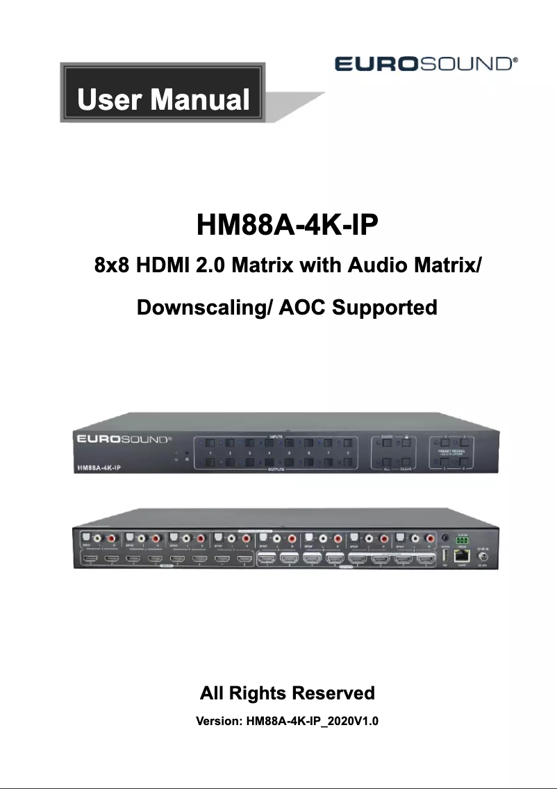Page 1 of the manual User Manual Eurosound HM88A-4K-IP