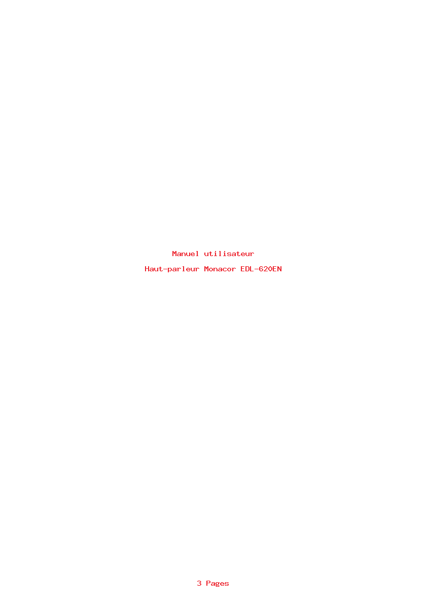 Page 1 de la notice Manuel utilisateur Monacor EDL-620EN