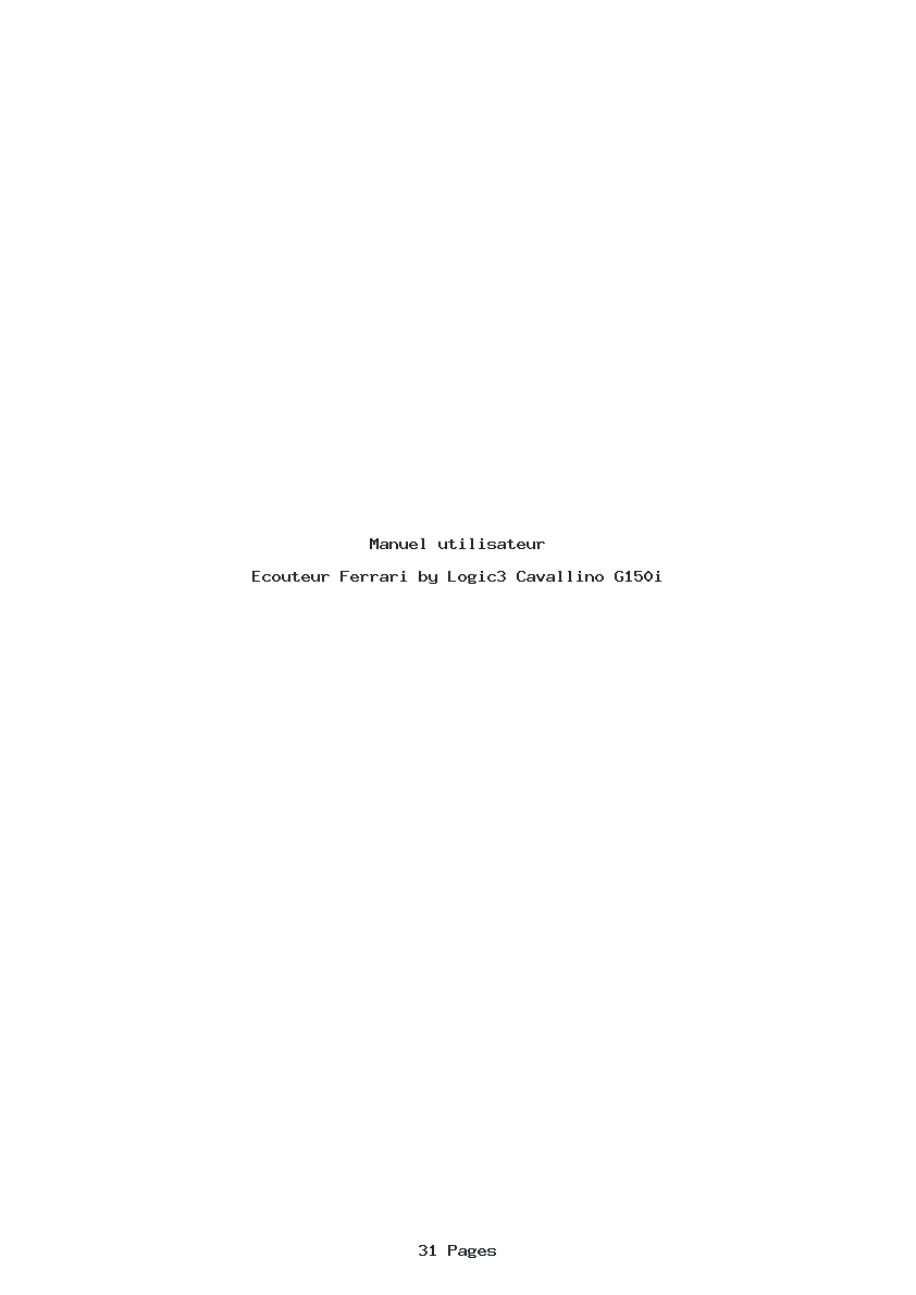 Page 1 de la notice Manuel utilisateur Ferrari by Logic3 Cavallino G150i