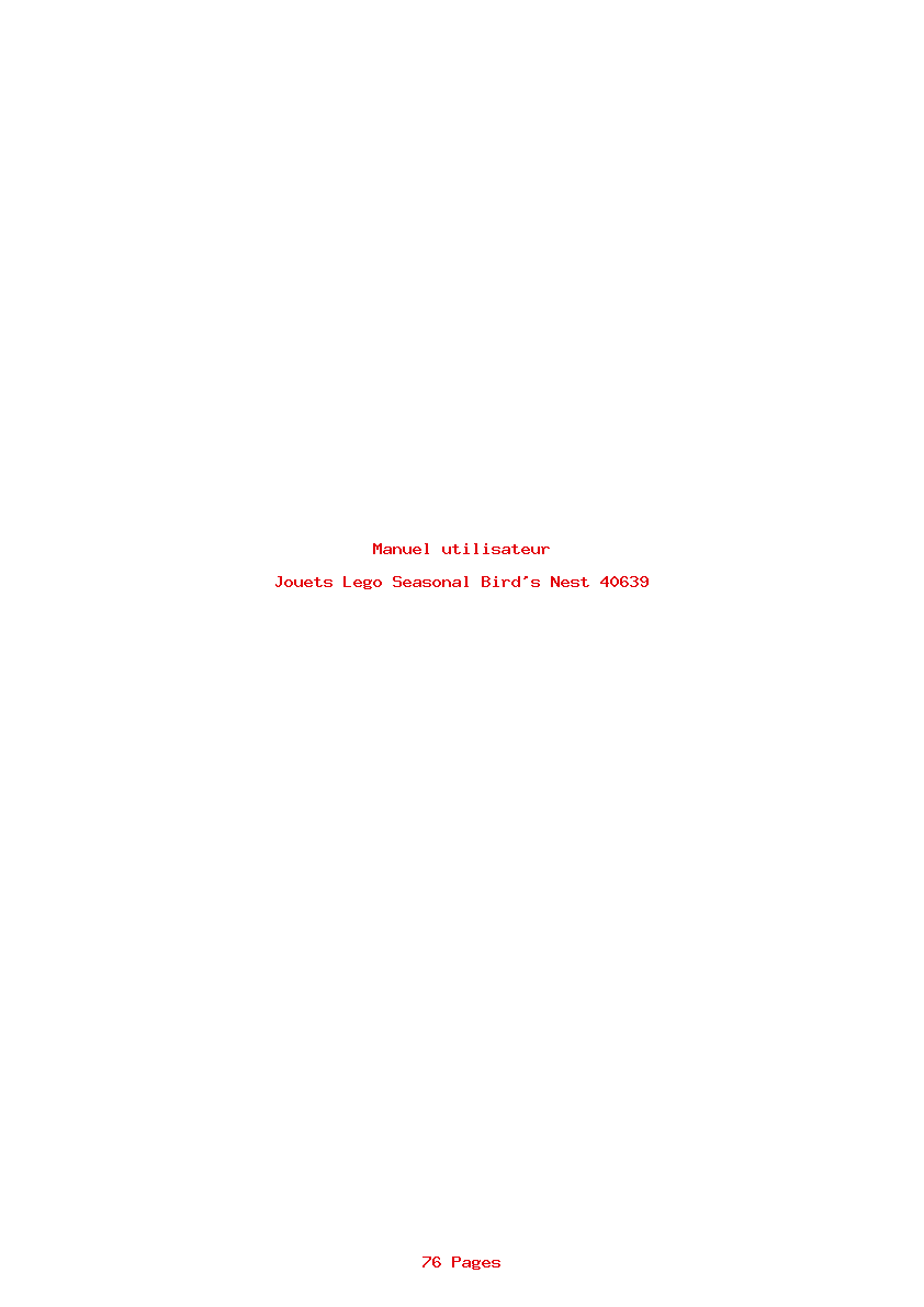 Page 1 de la notice Manuel utilisateur Lego Seasonal Bird's Nest 40639