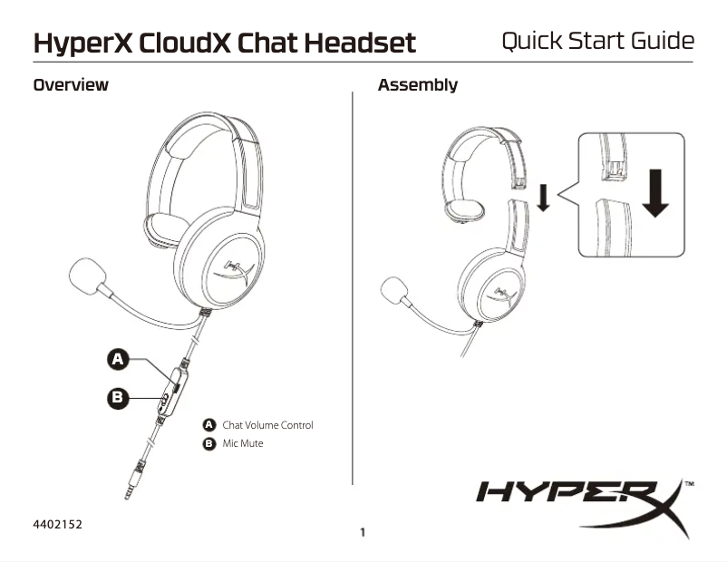 Página 1 del manual Manual de usuario HyperX CloudX Chat Headset