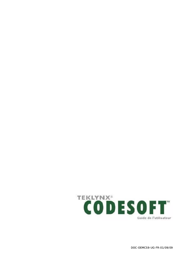 Página 1 del manual Manual de usuario Teklynx Codesoft 9.1 Enterprise