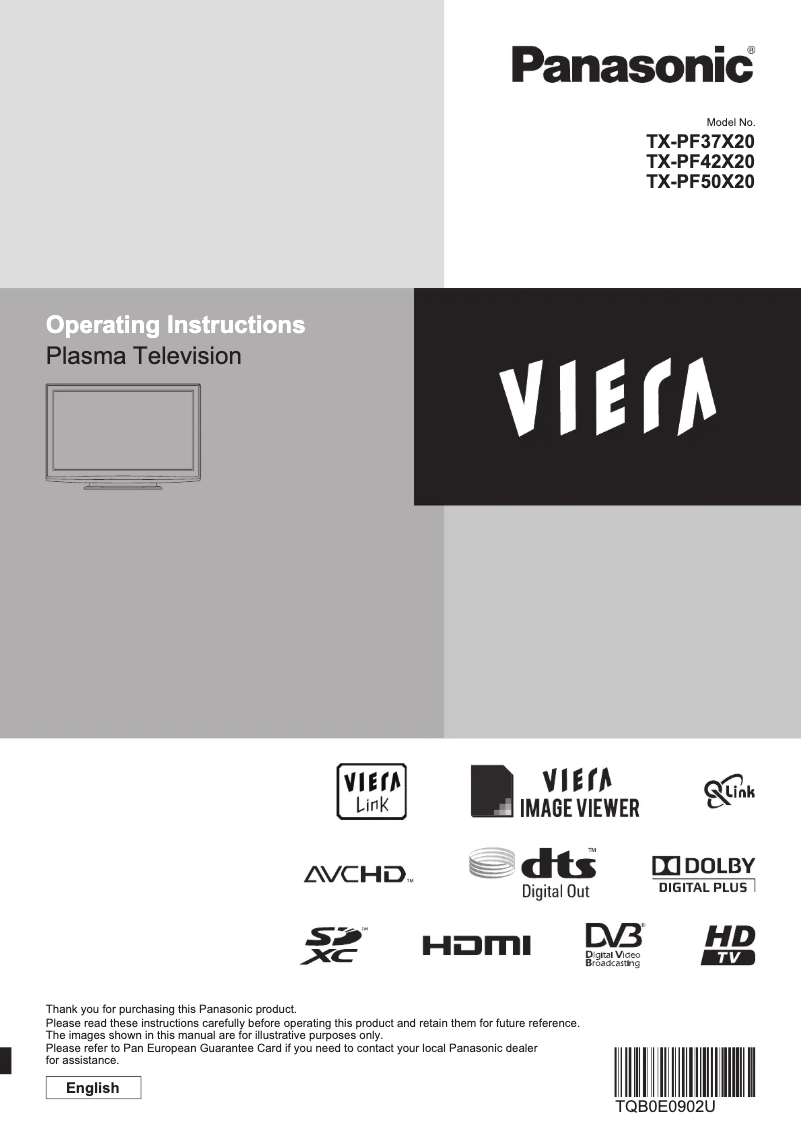 Page 1 de la notice Manuel utilisateur Panasonic Viera TX-PF42X20