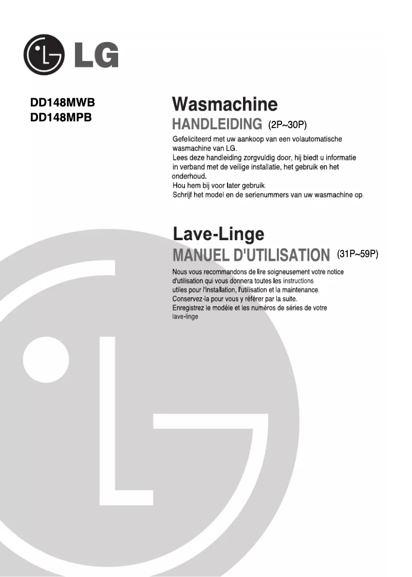 Page 1 de la notice Manuel utilisateur LG DD148MWB