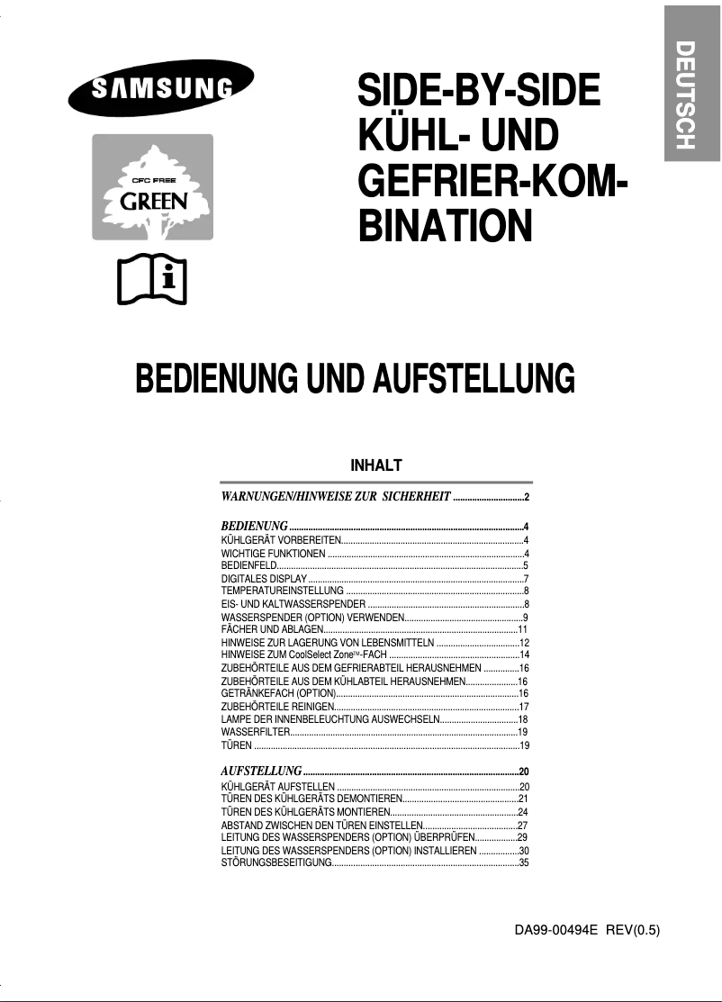 Página 1 del manual Manual de usuario Samsung RS21FGRS