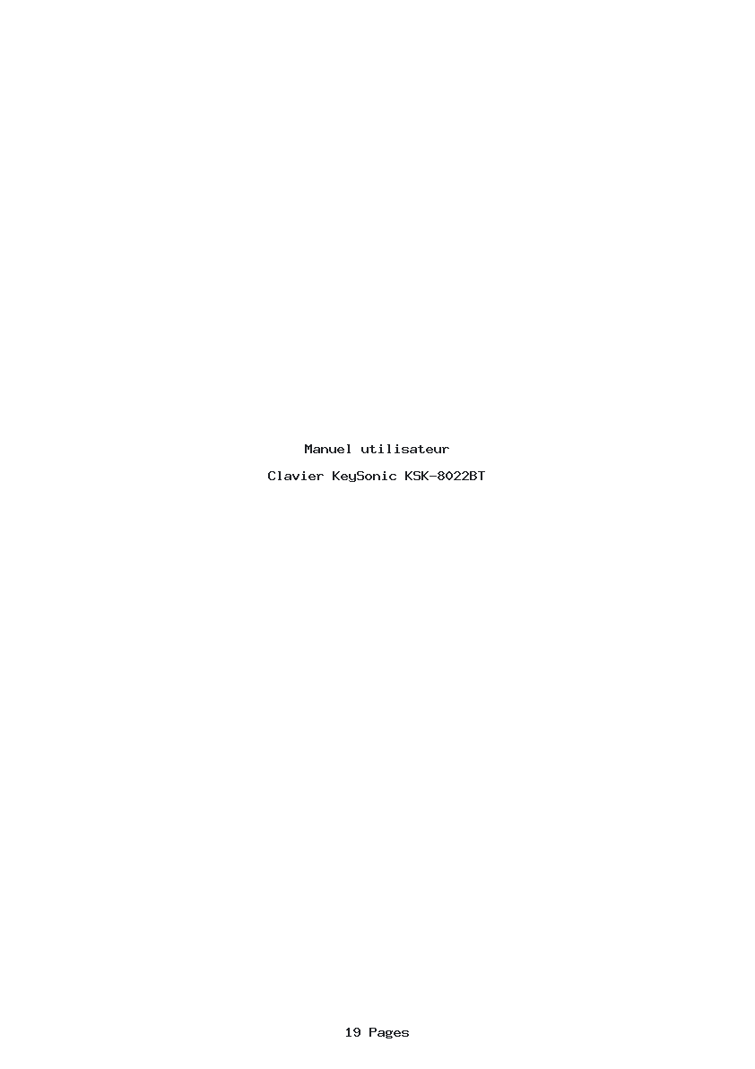 Page 1 de la notice Manuel utilisateur KeySonic KSK-8022BT