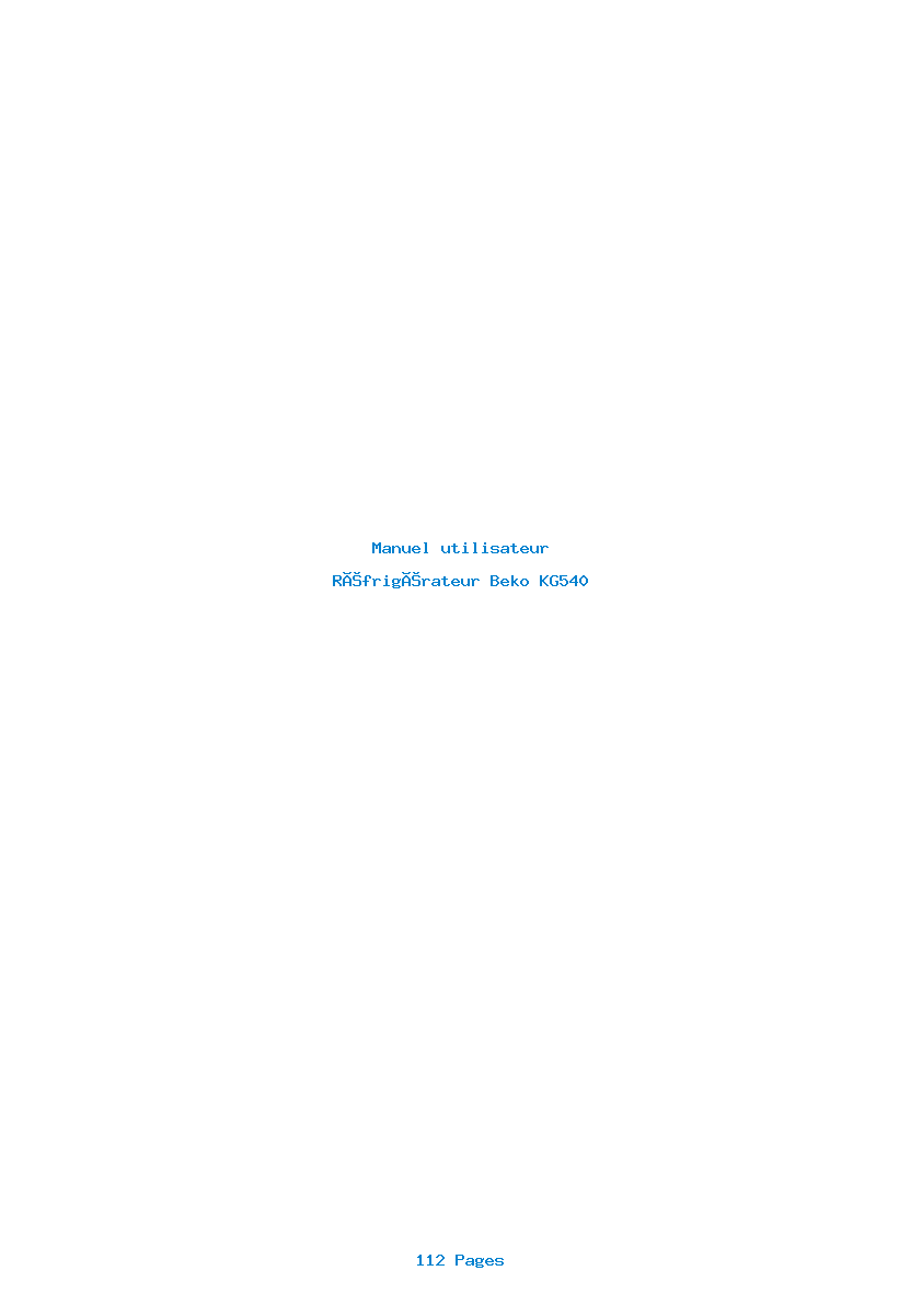 Page 1 de la notice Manuel utilisateur Beko KG540