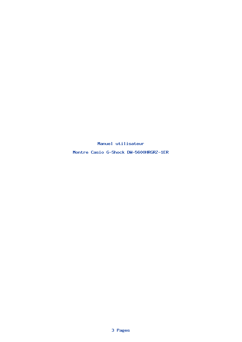 Page 1 de la notice Manuel utilisateur Casio G-Shock DW-5600HRGRZ-1ER