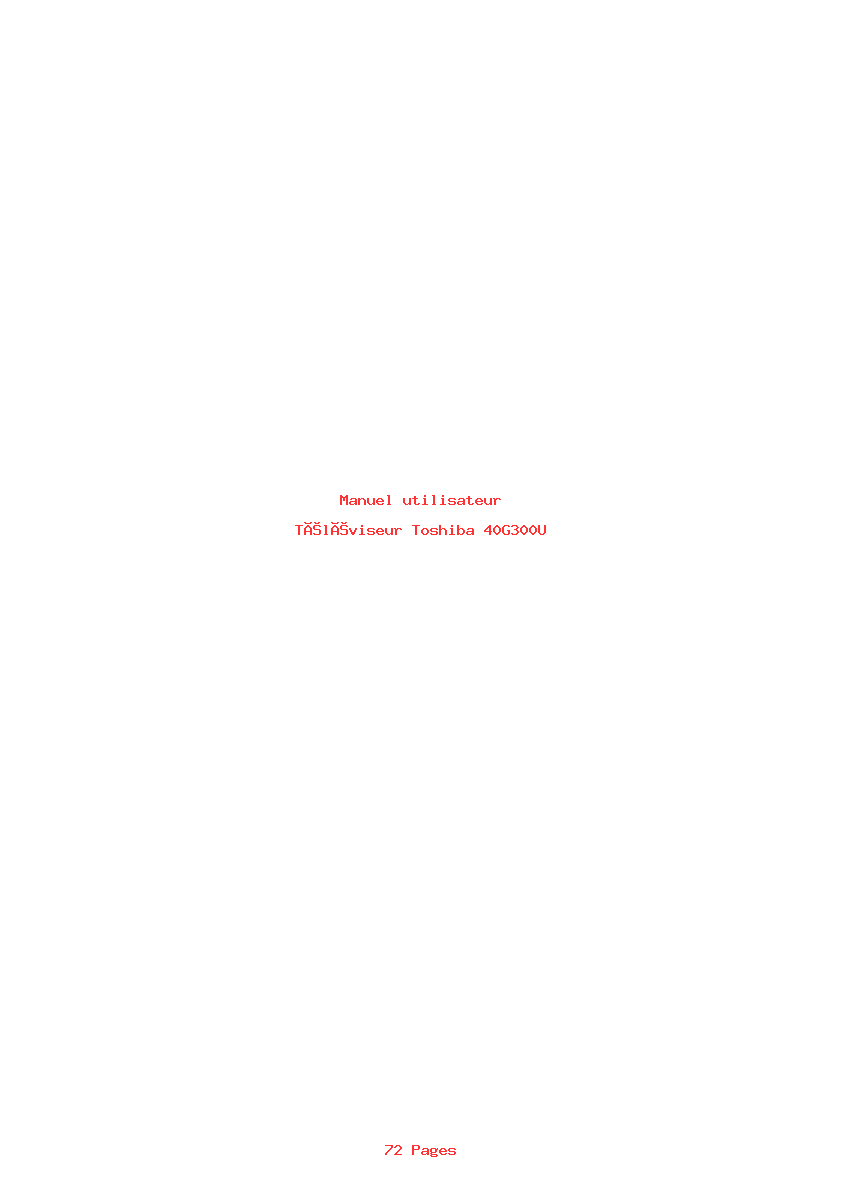 Page 1 de la notice Manuel utilisateur Toshiba 40G300U