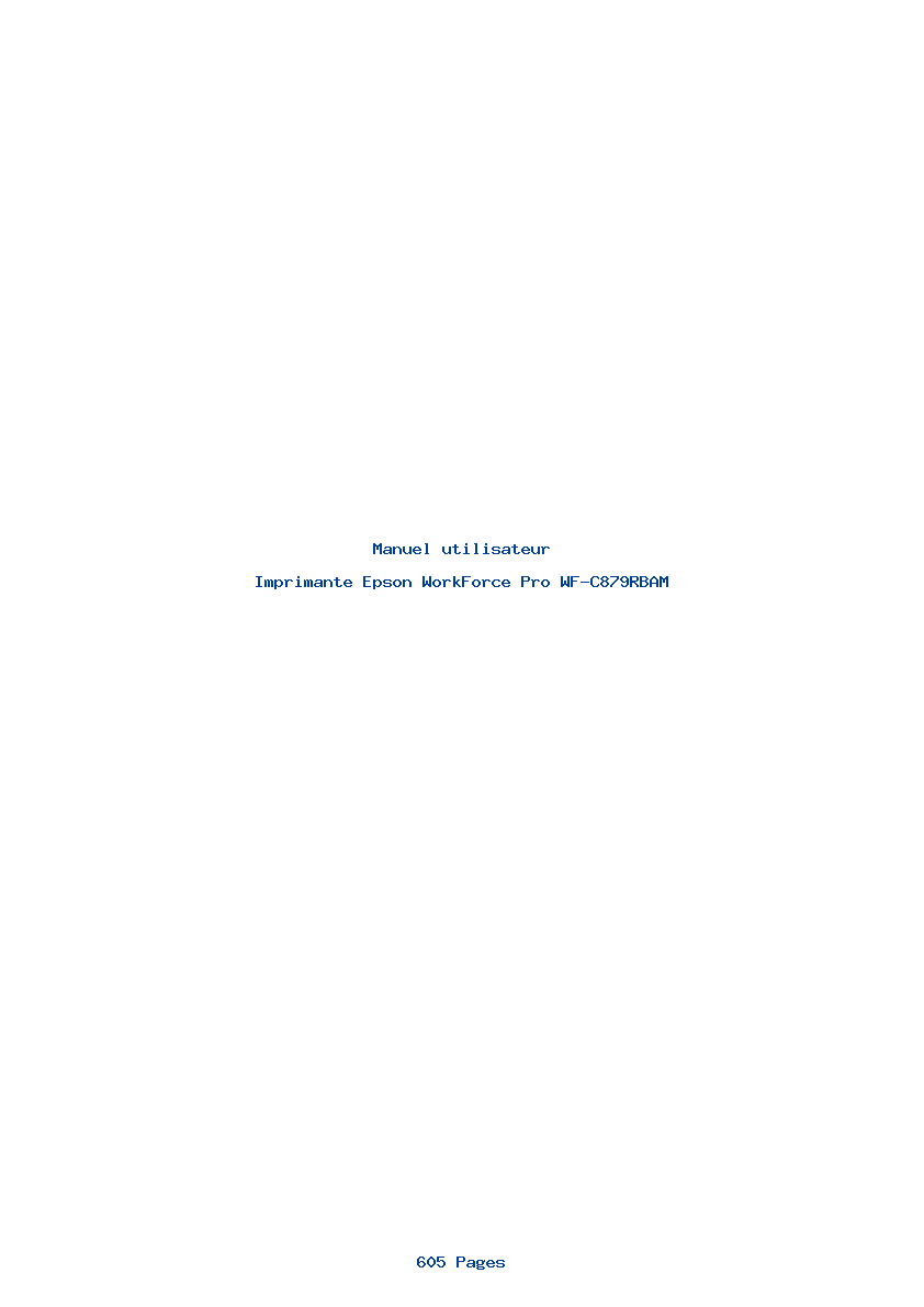 Page 1 de la notice Manuel utilisateur Epson WorkForce Pro WF-C879RBAM