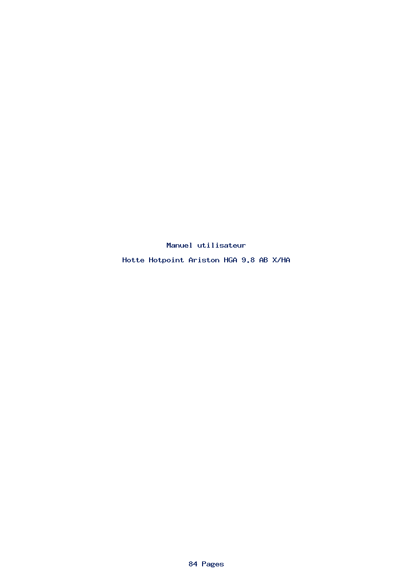 Page 1 de la notice Manuel utilisateur Hotpoint Ariston HGA 9.8 AB X/HA